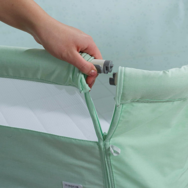 Snoozie Bedside Crib Misty Jade | Side Co Sleeper Baby Cot with Breathable Mesh Panel and Travel Bag - Image 3