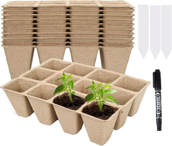 120 Cells Seed Starter Tray,10 Packs Biodegradable Seedling Pots Germination Trays - Image 5