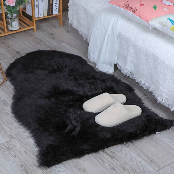 faux fur soft fluffy single sheepskin stule Style Rug, Faux Fleece Chair Cover Seat Pad Soft Fluffy Shaggy Area Rugs - Image 3