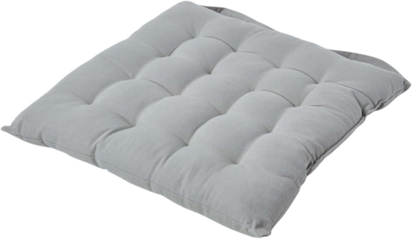 Seat Pad - Grey - 40 x 40 cm - Indoor - Garden - Dining - Chair Cushion with a Button Tie Handle to fix to Chair