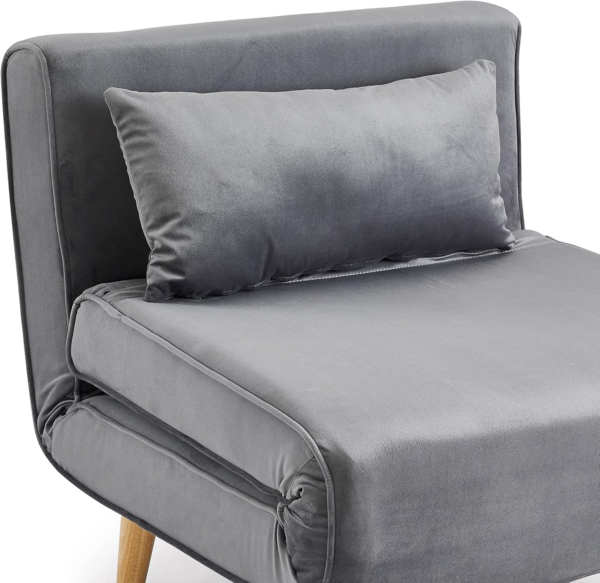 Bed Single Chair Velvet Fabric Armchair Sleeper Chair Chaise Pull Out - Image 5