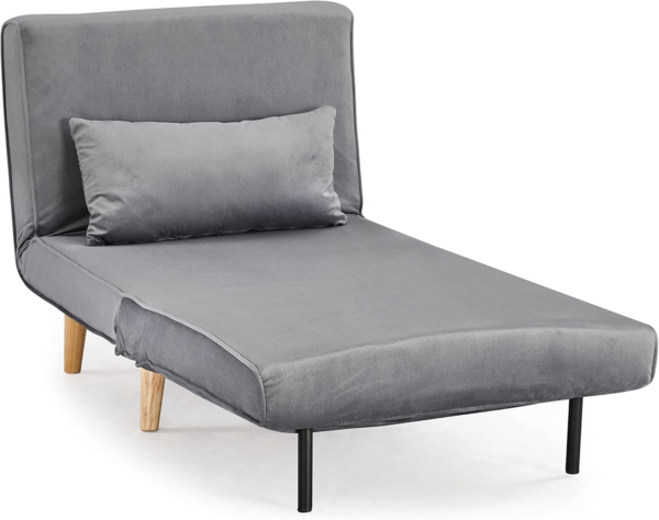 Bed Single Chair Velvet Fabric Armchair Sleeper Chair Chaise Pull Out - Image 4