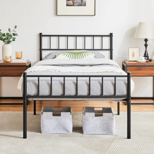 3ft Single Bed Frame Solid Metal Bed Frame Modern Style with Large Storage Space Black - Image 5