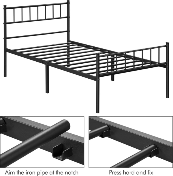 3ft Single Bed Frame Solid Metal Bed Frame Modern Style with Large Storage Space Black - Image 3