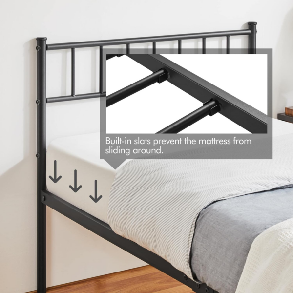 3ft Single Bed Frame Solid Metal Bed Frame Modern Style with Large Storage Space Black - Image 2
