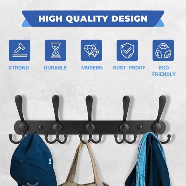 Coat Hooks for Wall - Stainless Steel Coat Racks (2 Pack) - Heavy Duty Coat Hooks Wall Mounted - Image 2