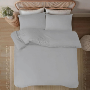 Double Duvet Cover Grey Soft Brushed Microfiber Plain Dyed Bedding Double Bed Set
