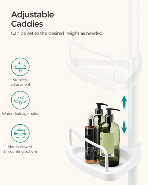 Shower Corner Shelf, 4-Tier Bathroom Shower Shelf, 85-305 cm Adjustable Shower Caddies, Bathroom Organiser - Image 5