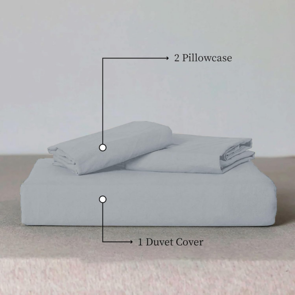 Double Duvet Cover Grey Soft Brushed Microfiber Plain Dyed Bedding Double Bed Set - Image 4