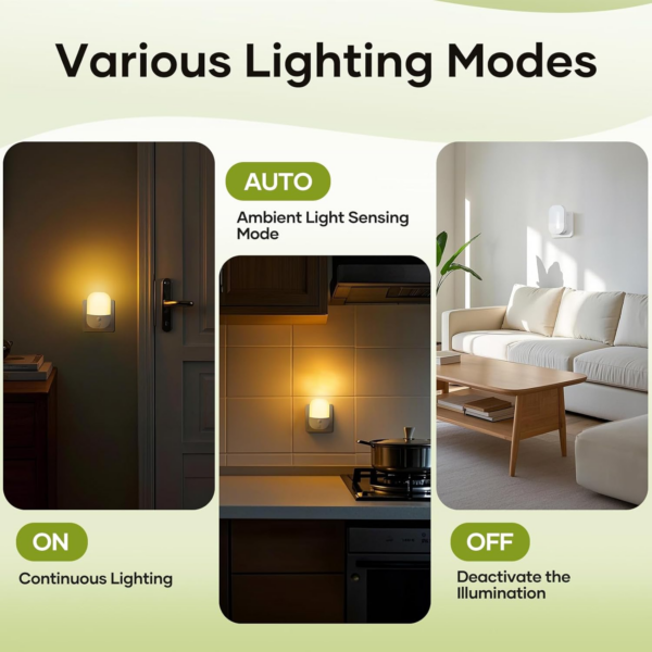2 Pack Plug in Night Light with Dusk to Dawn Photocell Sensor - Image 3
