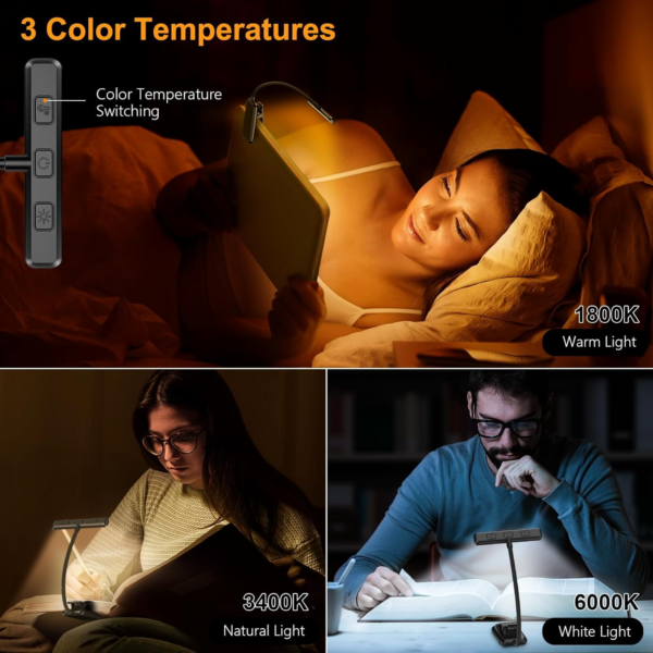 19 LED Book Light, Reading Light Book Lamp for Reading at Night with Memory Function, 3 Eye-Protecting Modes -Stepless Dimming - Image 5
