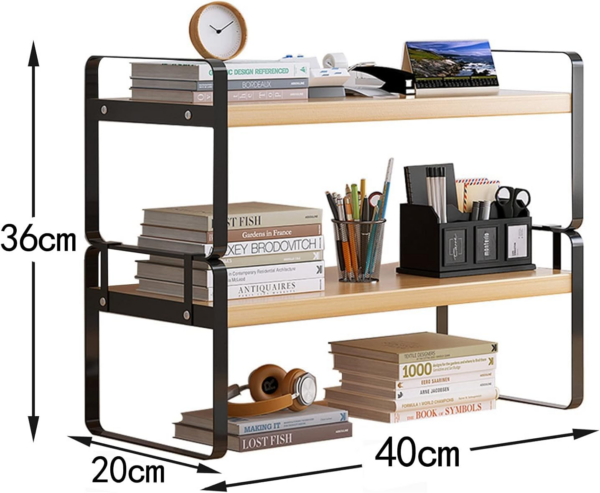 Wood Office Desk Shelf Organizer - Desktop Supplies Cute Dresser Top Organization Storage Rack and Cubicle - Image 5