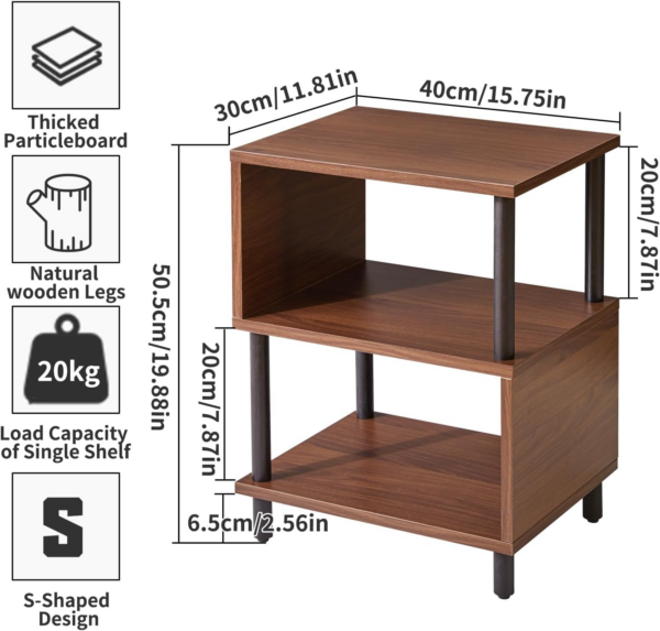 3 Tier Side End Table, Wooden Bedside Table, Modern Sofa Side End Table for Living Room - Image 3