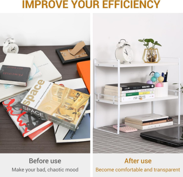 Wood Office Desk Shelf Organizer - Desktop Supplies Cute Dresser Top Organization Storage Rack and Cubicle - Image 3