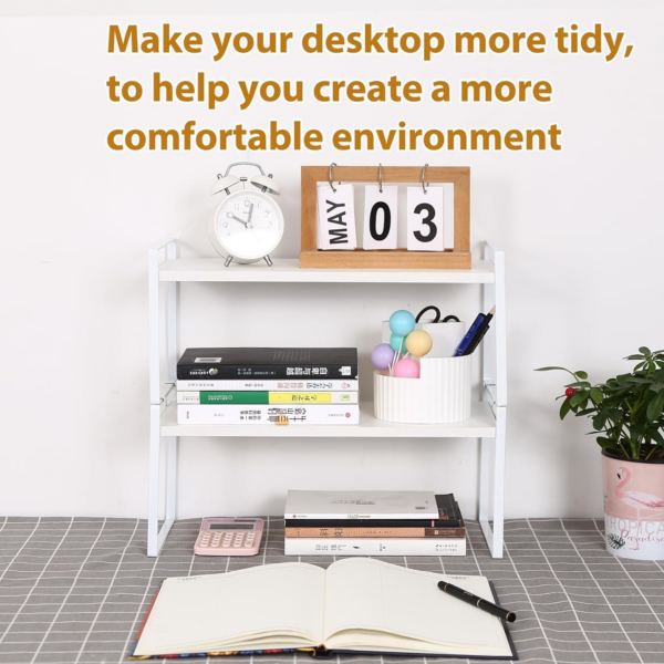 Wood Office Desk Shelf Organizer - Desktop Supplies Cute Dresser Top Organization Storage Rack and Cubicle - Image 2