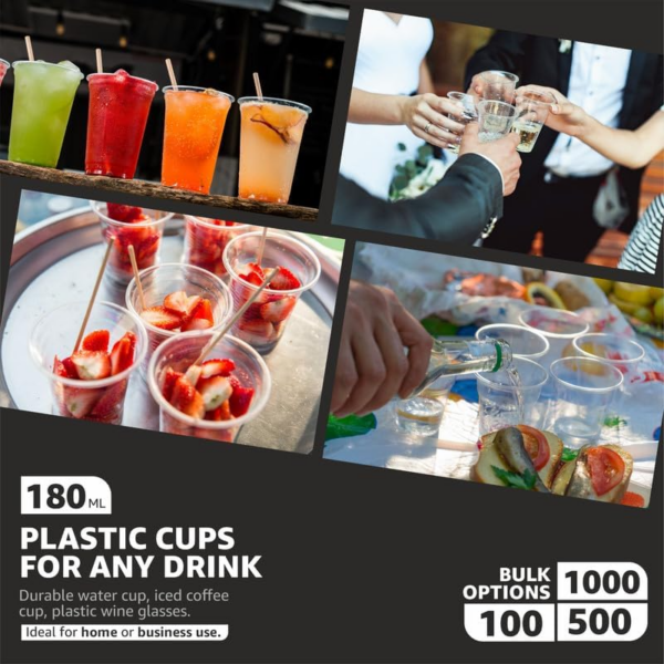 Drink Cups 100 x 180ml Clear Drink Cup for Water Coolers - Image 2