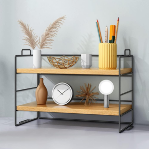 Desk Storage Shelf 2 Tiers Desk Storage Organizer Display Shelf Rack Freestanding Table