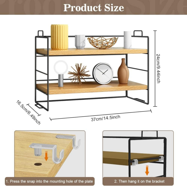 Desk Storage Shelf 2 Tiers Desk Storage Organizer Display Shelf Rack Freestanding Table - Image 7