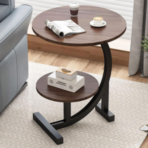 2 Tier C Shaped Round End Table Narrow Side Table
