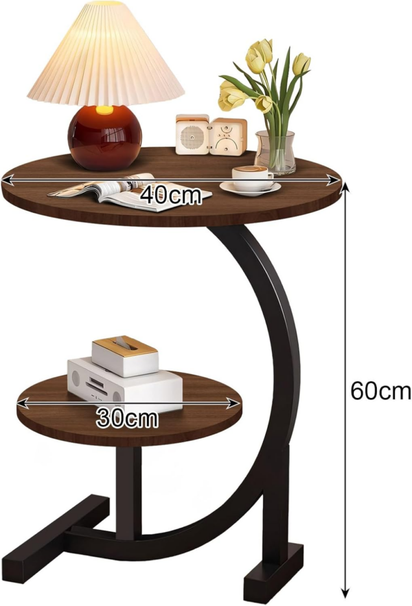 2 Tier C Shaped Round End Table Narrow Side Table - Image 6