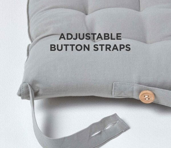 Seat Pad - Grey - 40 x 40 cm - Indoor - Garden - Dining - Chair Cushion with a Button Tie Handle to fix to Chair - Image 5