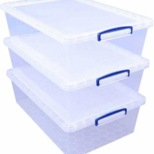 Nestable Plastic Storage 43 Litre Clear (Pack of 3)