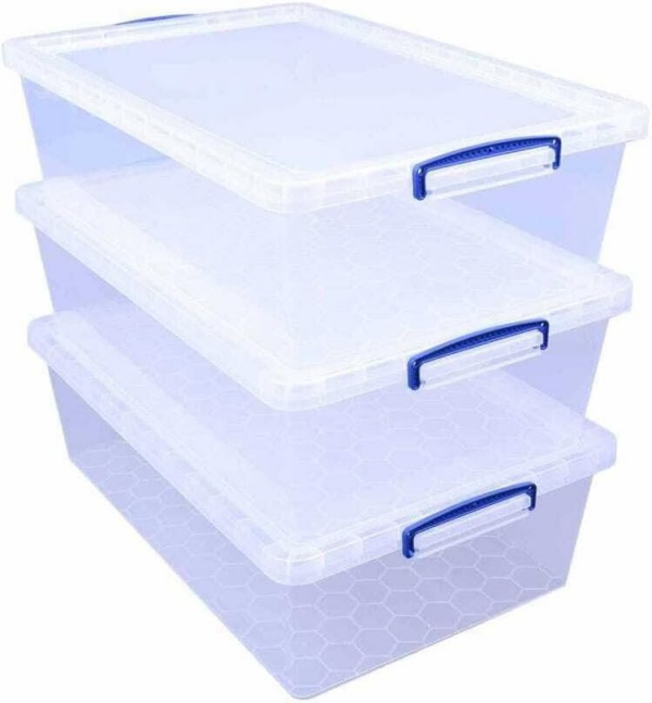 Nestable Plastic Storage 43 Litre Clear (Pack of 3)