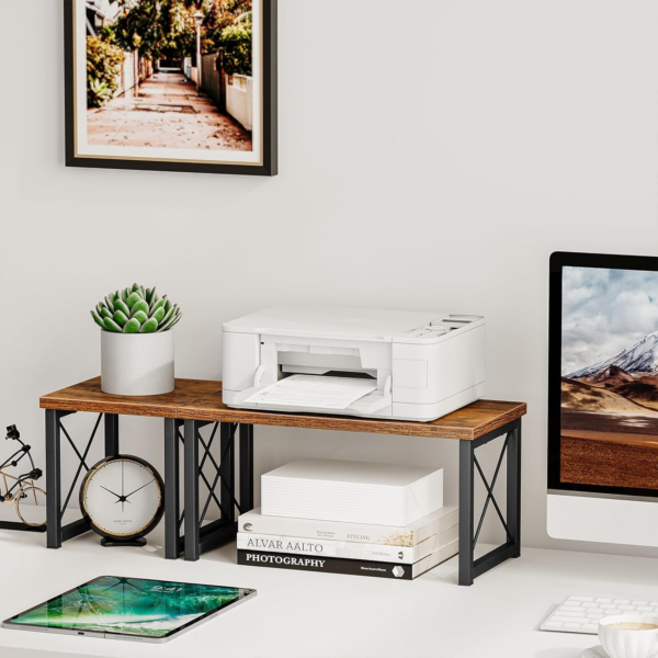 Shelf Organizer, Freestanding Small Desktop Bookshelf, 2 Tier Independent Stackable Desk Display Rack
