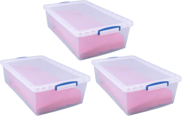 Nestable Plastic Storage 43 Litre Clear (Pack of 3) - Image 3