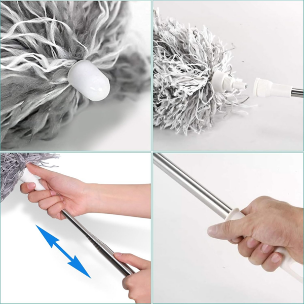 Extendable Microfiber Duster Duster with 108" Telescoping Extension Pole No Scratch to Ceiling Washable Hand Duster - Image 5