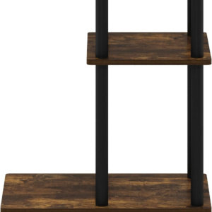 Turn-N-Tube U Shape Sofa Side Table with Casters, Amber Pine/Black