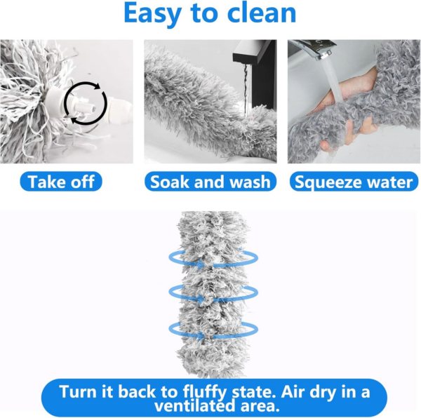 Extendable Microfiber Duster Duster with 108" Telescoping Extension Pole No Scratch to Ceiling Washable Hand Duster - Image 4