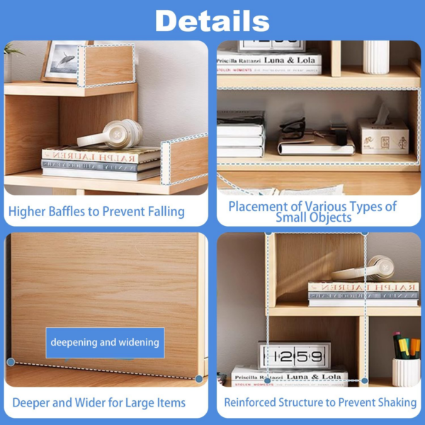 Book Shelf,Desk Shelf,Desk Shelves Freestanding Home and Office Supplies Storage - Image 2