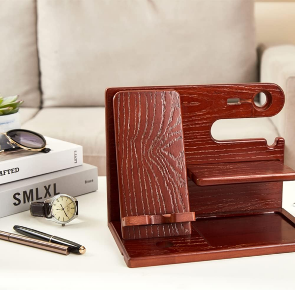 Gifts for Men Christmas Bedside Organiser -Wood Bedside Organiser Birthday Xmas Secret Santa Presents - Image 2