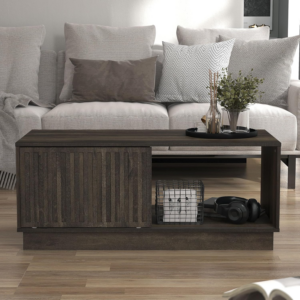 Coffee Table - Modern Distressed Oak Finish - Storage Cabinet for Entryway
