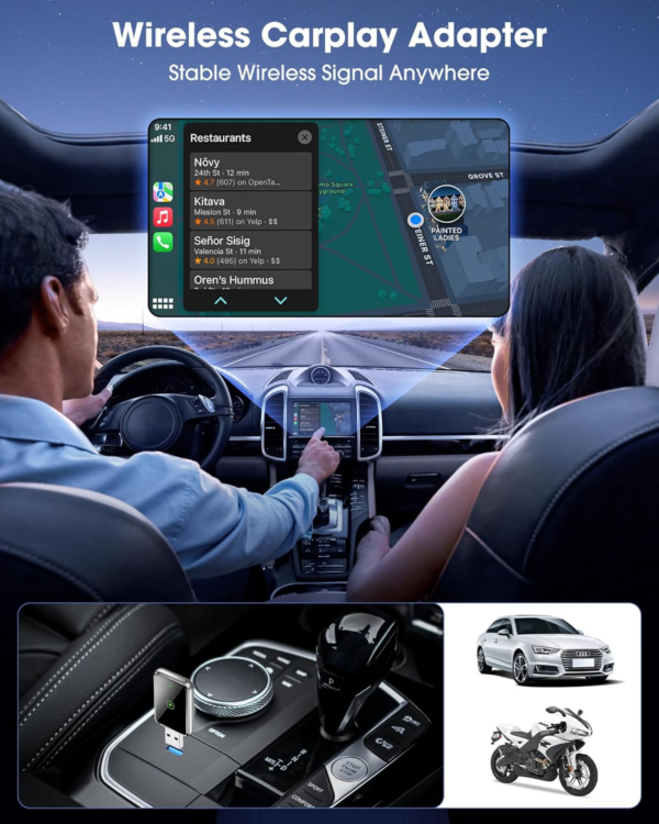 CarPlay Wireless Adapter for iPhone - Effortlessly Convert Wired to Wireless CarPlay, Plug-and-Play Setup, Broad Compatibility with iPhones - Image 6