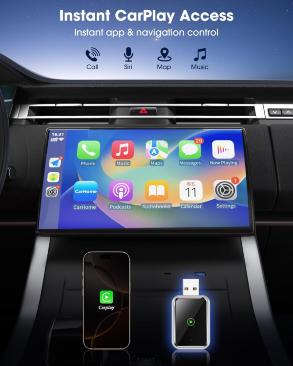 CarPlay Wireless Adapter for iPhone - Effortlessly Convert Wired to Wireless CarPlay, Plug-and-Play Setup, Broad Compatibility with iPhones - Image 5
