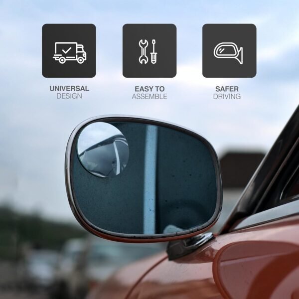 2x Blind Spot Mirrors | Round Frameless & 360° Rotatable Convex Mirror for Cars - Image 5