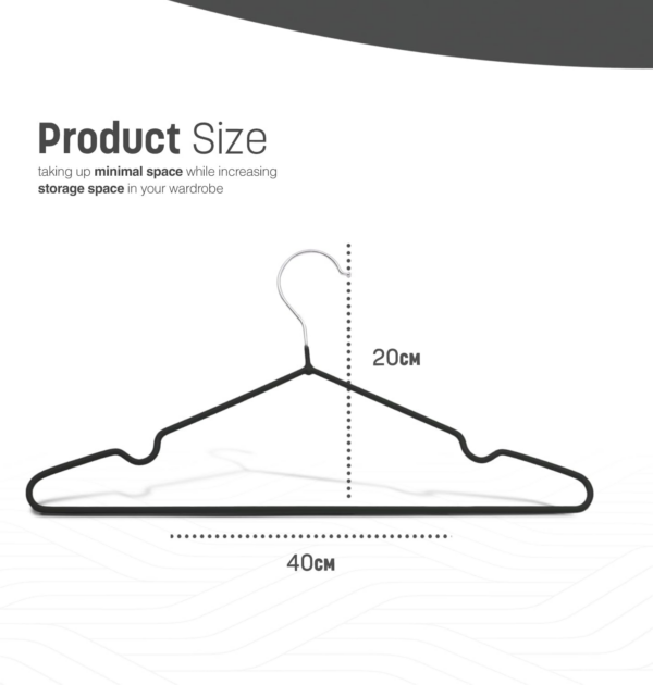 20 Pack Premium Rubber Coated Metal Hangers - Heavy Duty - Space Saving Organiser Clothes Hangers - Image 6
