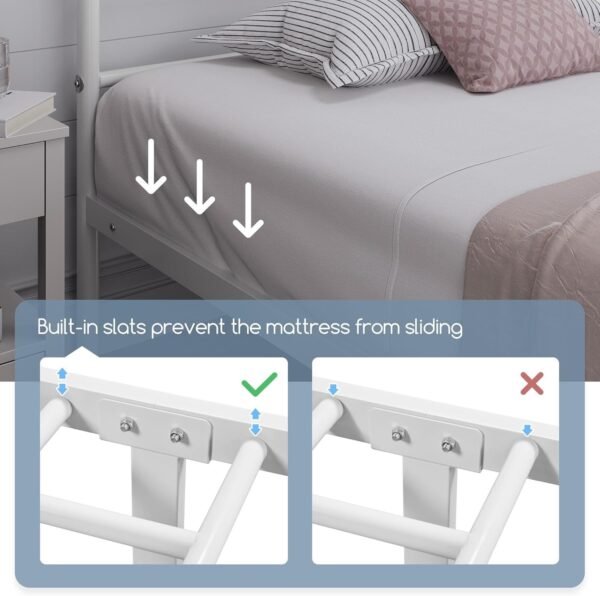3ft Single Bed Frames Metal Slatted Bed Platform with Curved Design Headboard and Footboard - Image 3