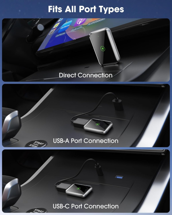 CarPlay Wireless Adapter for iPhone - Effortlessly Convert Wired to Wireless CarPlay, Plug-and-Play Setup, Broad Compatibility with iPhones - Image 2