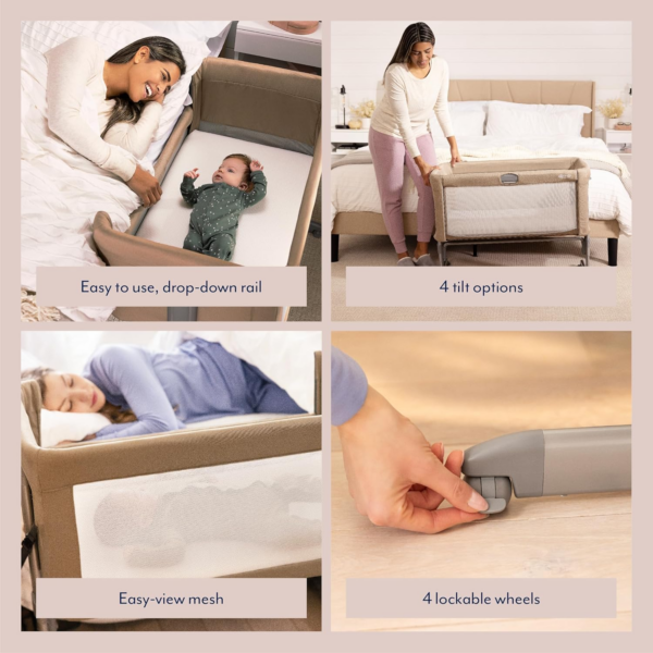Bedside Bassinet/Crib keeping baby close to you with easy-access side rail, 11 height adjustments - Image 5