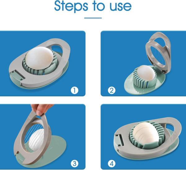 Egg Slicer with Stainless Steel Wire Egg Slicer, Multifunctional Egg Cutter for Evenly Slicing Boiled Eggs Ham Banana and Strawberry - Image 5