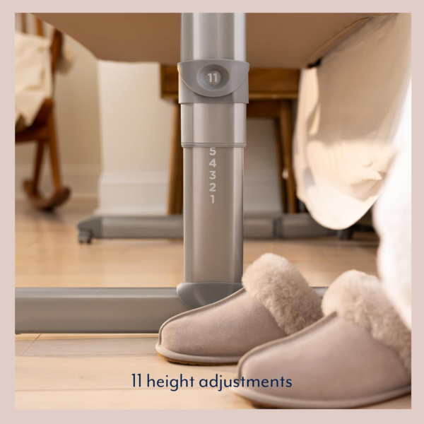 Bedside Bassinet/Crib keeping baby close to you with easy-access side rail, 11 height adjustments - Image 4