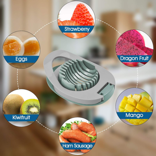 Egg Slicer with Stainless Steel Wire Egg Slicer, Multifunctional Egg Cutter for Evenly Slicing Boiled Eggs Ham Banana and Strawberry - Image 4