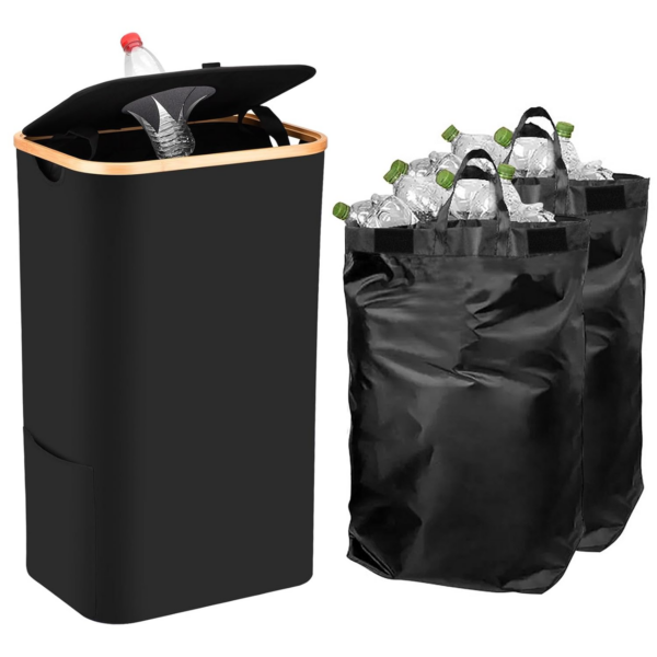 Deposit Bottle Collector Bins with Lid, 105L Large Collection Container with 2 Removable Carry Bag for Kitchen