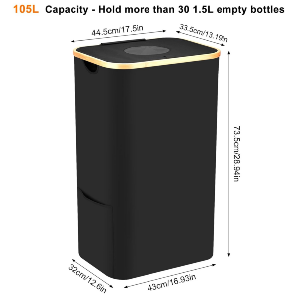 Deposit Bottle Collector Bins with Lid, 105L Large Collection Container with 2 Removable Carry Bag for Kitchen - Image 6
