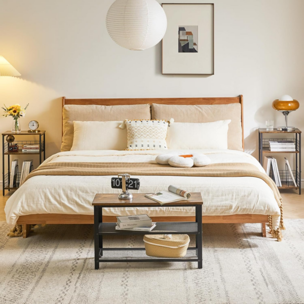 3 Tier End Table, Record Player Stand with Storage, Industrial Tall Side Table - Image 2