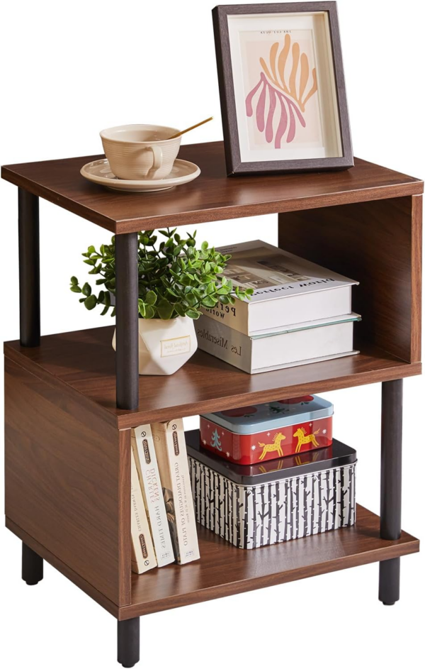 3 Tier Side End Table, Wooden Bedside Table, Modern Sofa Side End Table for Living Room