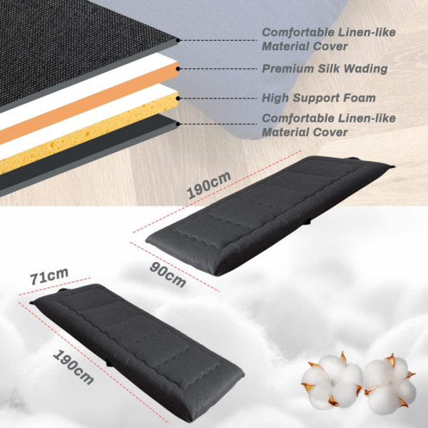 Portable Foldable Futon Mattress, Hypoallergenic Fabric and High-Density Foam Mattress - Image 6